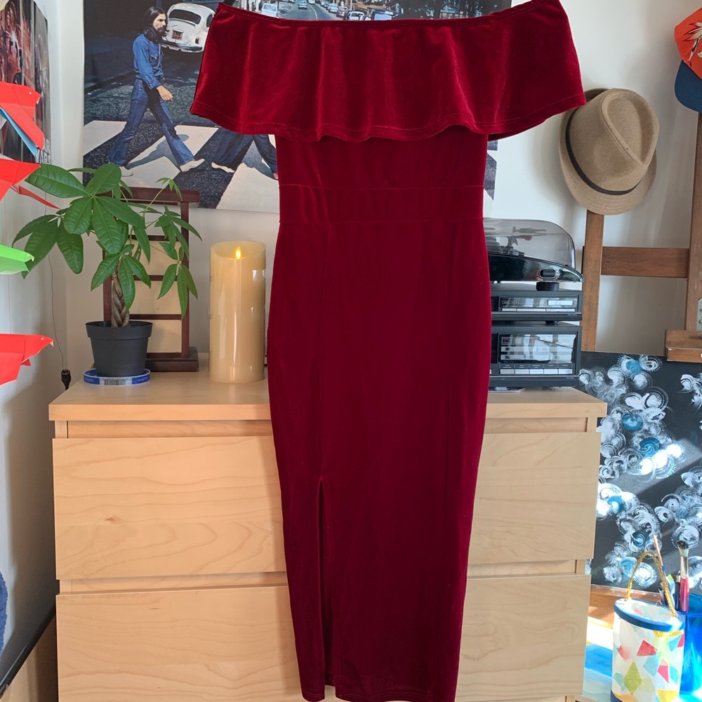 Red Velvet Form Fitting Dress